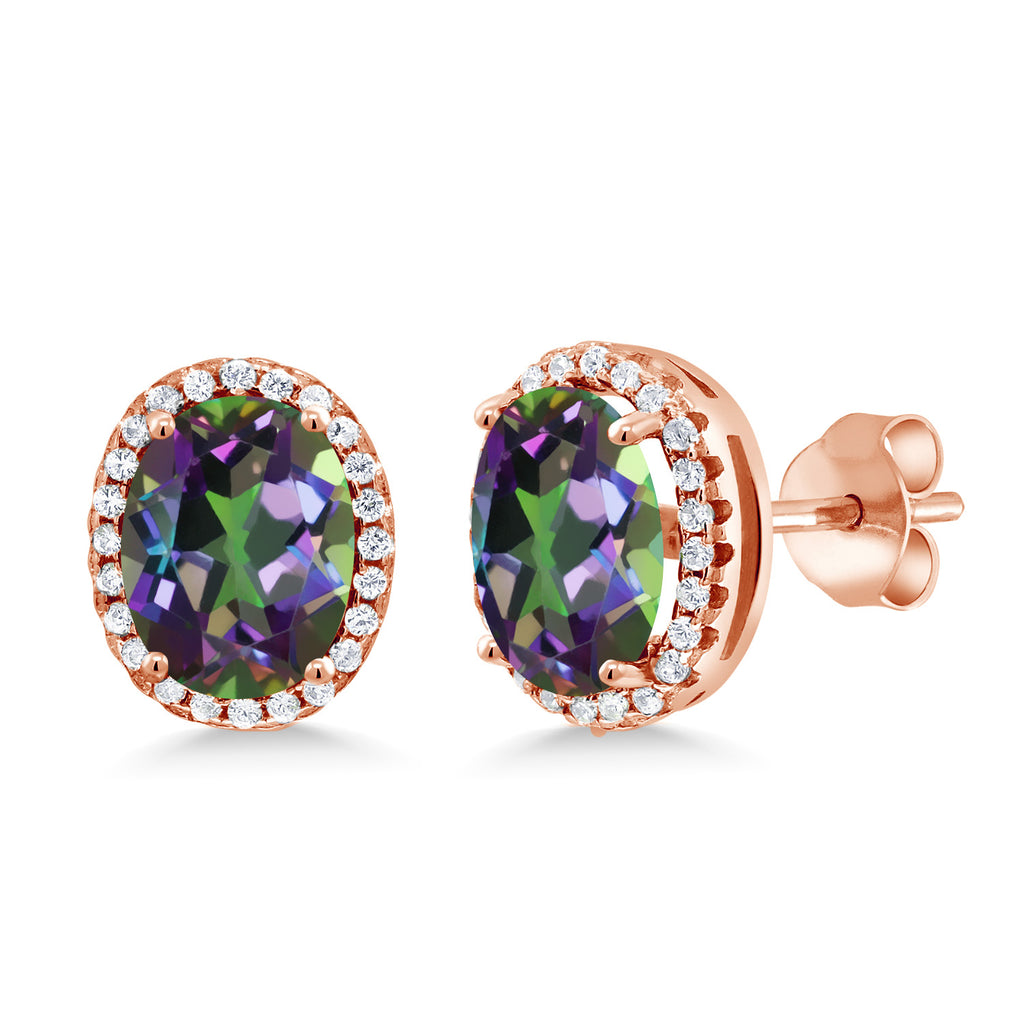 Green Mystic Topaz_Earrings in 925 Rose Gold Plated Silver