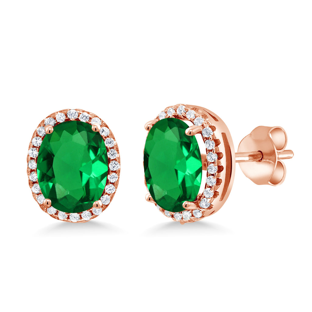 Nano Emerald - May_Earrings in 925 Rose Gold Plated Silver