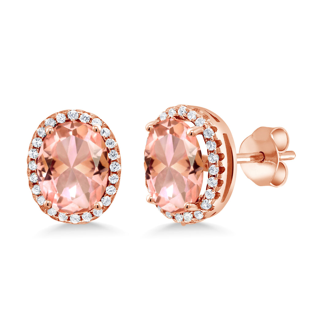 Nano Morganite - October_Earrings in 925 Rose Gold Plated Silver