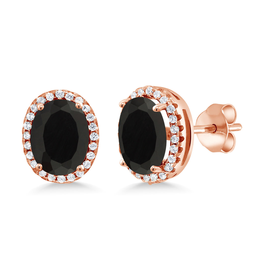 Onyx - December_Earrings in 925 Rose Gold Plated Silver