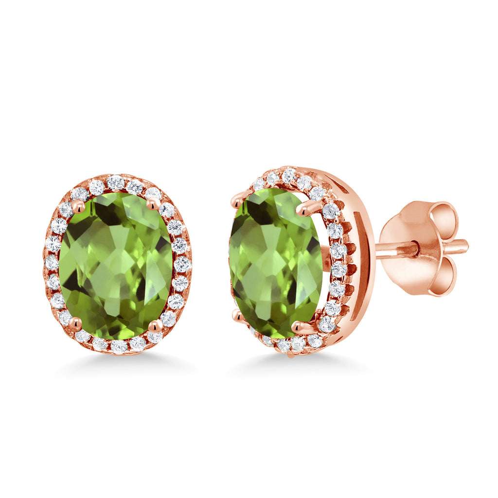 Peridot - August_Earrings in 925 Rose Gold Plated Silver