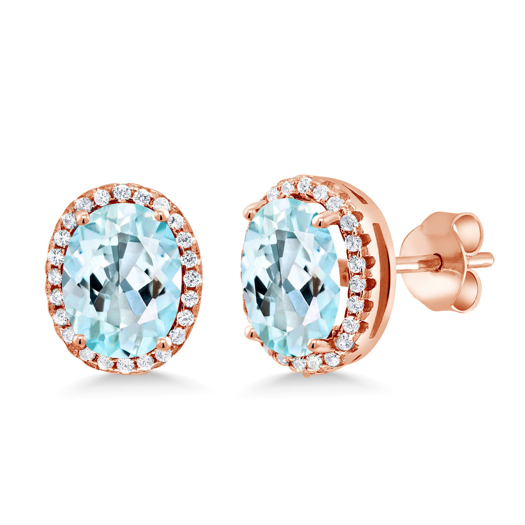 Sky Blue Topaz - November_Earrings in 925 Rose Gold Plated Silver