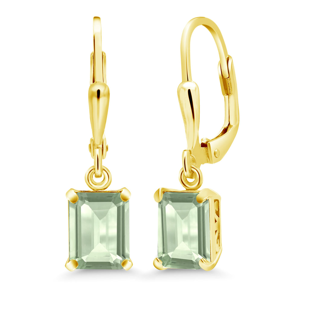 Prasiolite_Earrings in 925 Yellow Gold Plated Silver
