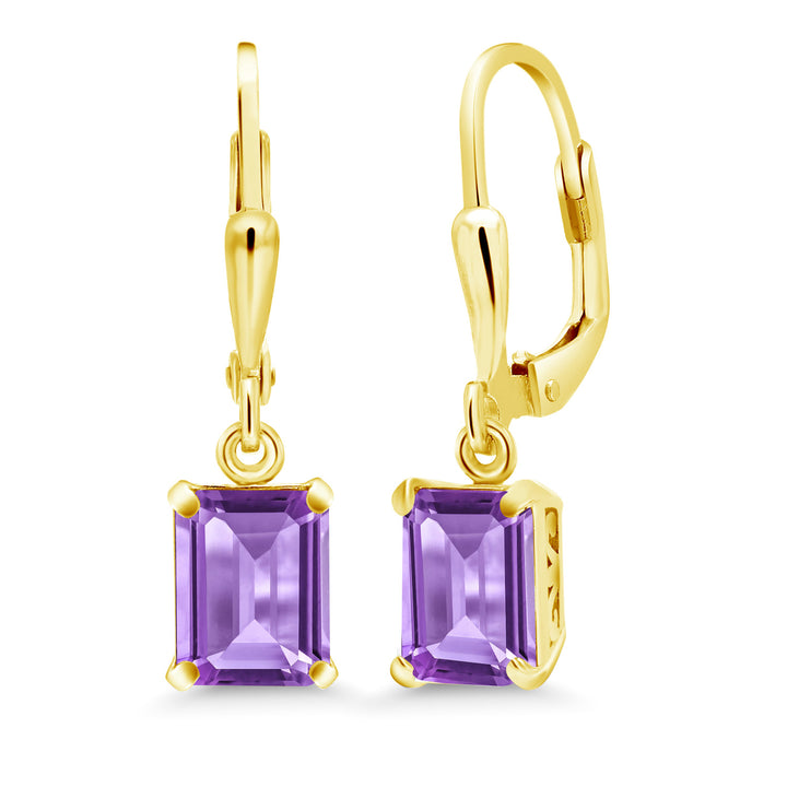 Amethyst - February_Earrings in 925 Yellow Gold Plated Silver