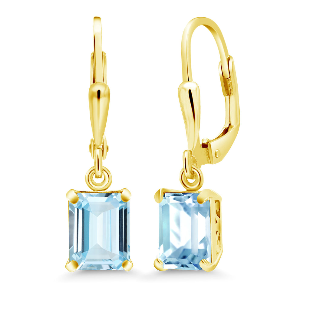 Aquamarine - March_Earrings in 925 Yellow Gold Plated Silver