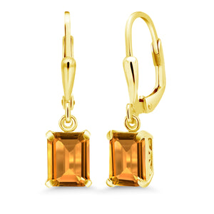 Citrine - November_Earrings in 925 Yellow Gold Plated Silver