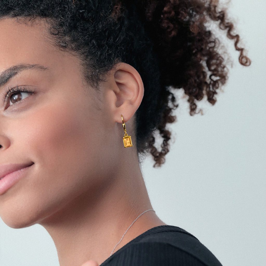 Citrine - November_Earrings in 925 Yellow Gold Plated Silver