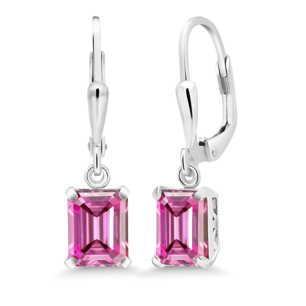Pink Moissanite - April_Earrings in 925 Sterling Silver