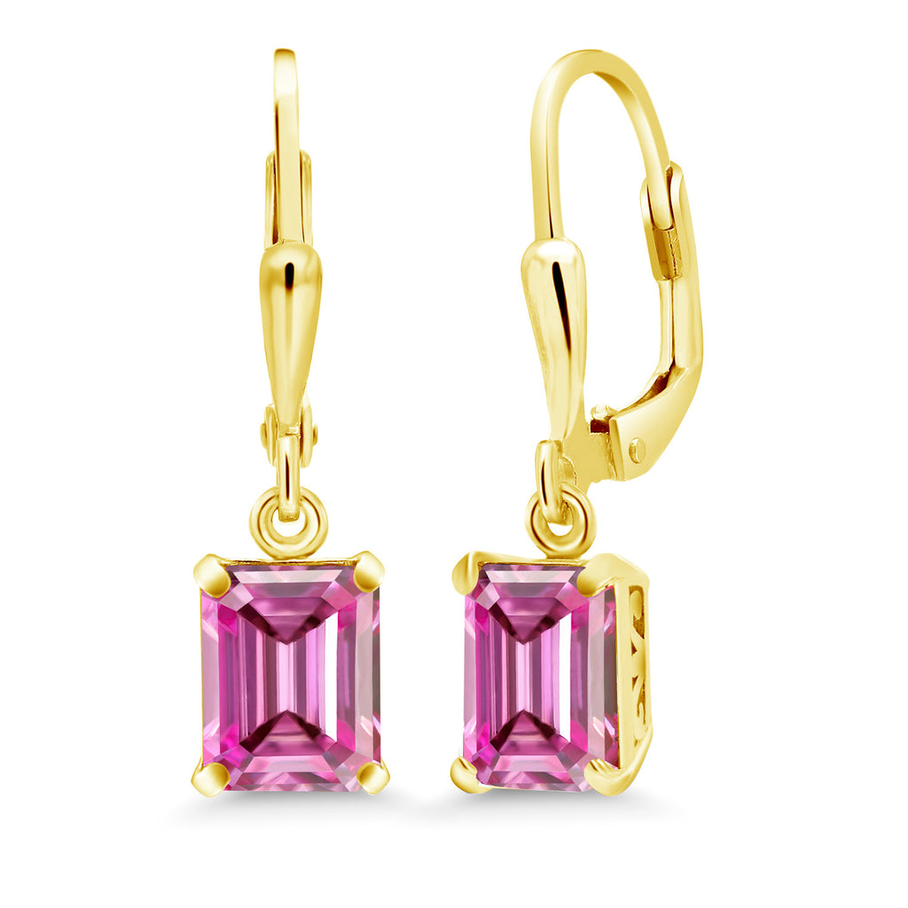 Pink Moissanite - April_Earrings in 925 Yellow Gold Plated Silver