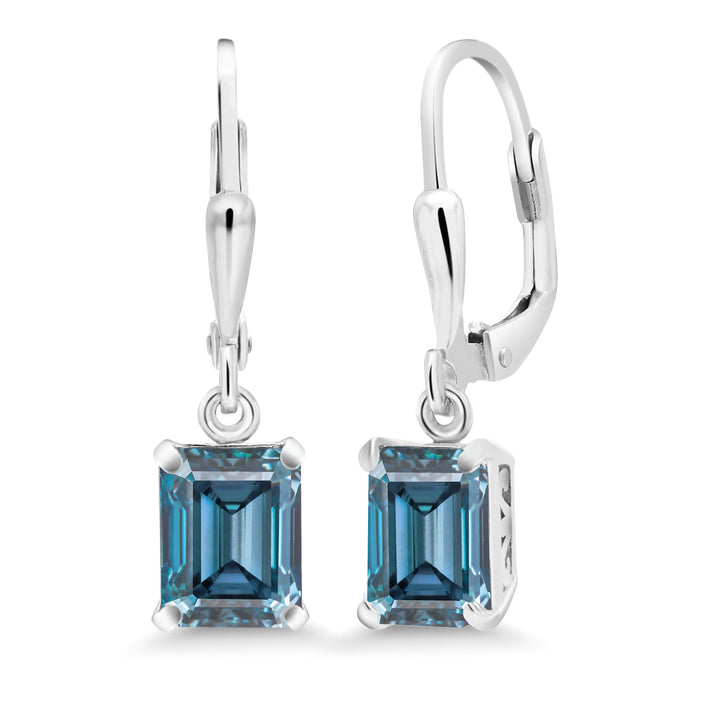 Persian Blue Moissanite - April_Earrings in 925 Sterling Silver