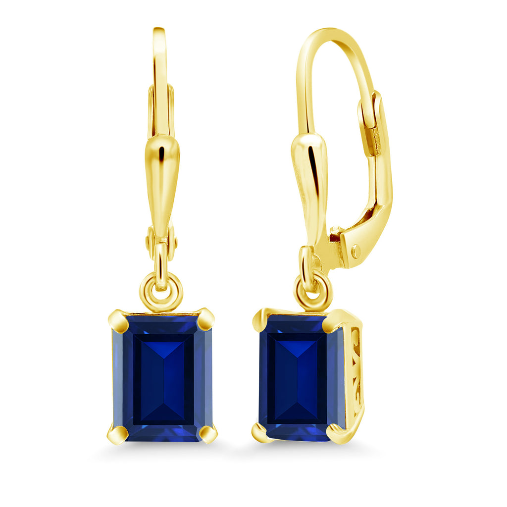 Created Sapphire - September_Earrings in 925 Yellow Gold Plated Silver