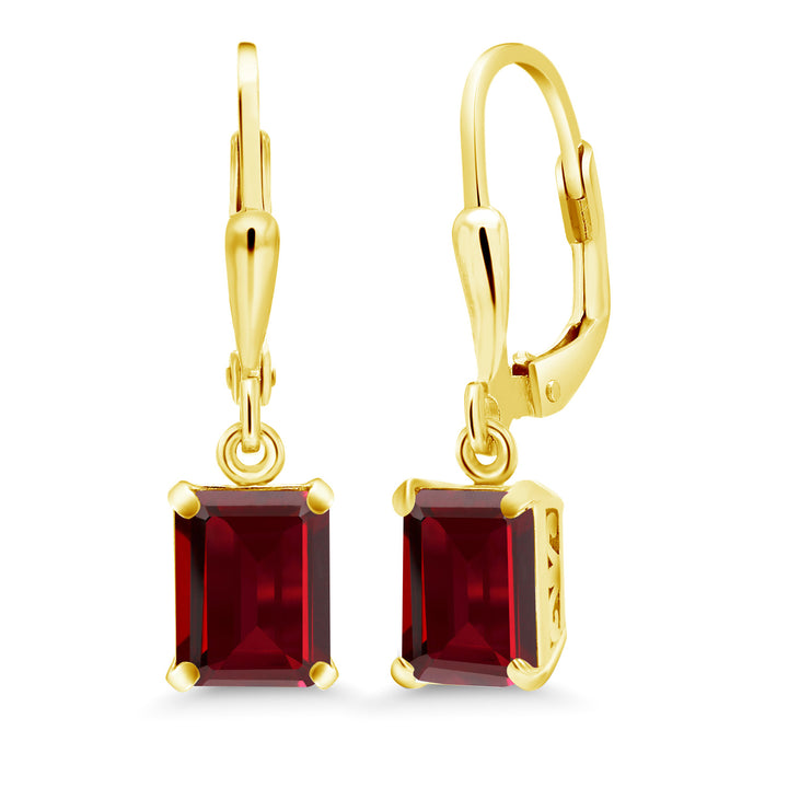 Garnet - January_Earrings in 925 Yellow Gold Plated Silver