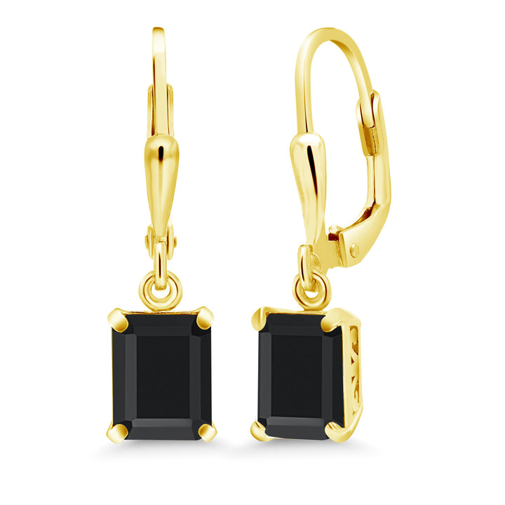 Onyx - December_Earrings in 925 Yellow Gold Plated Silver