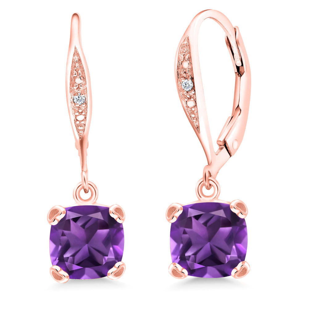 Amethyst - February_925 Rose Gold Plated Silver_Earrings in 925 Rose Gold Plated Silver
