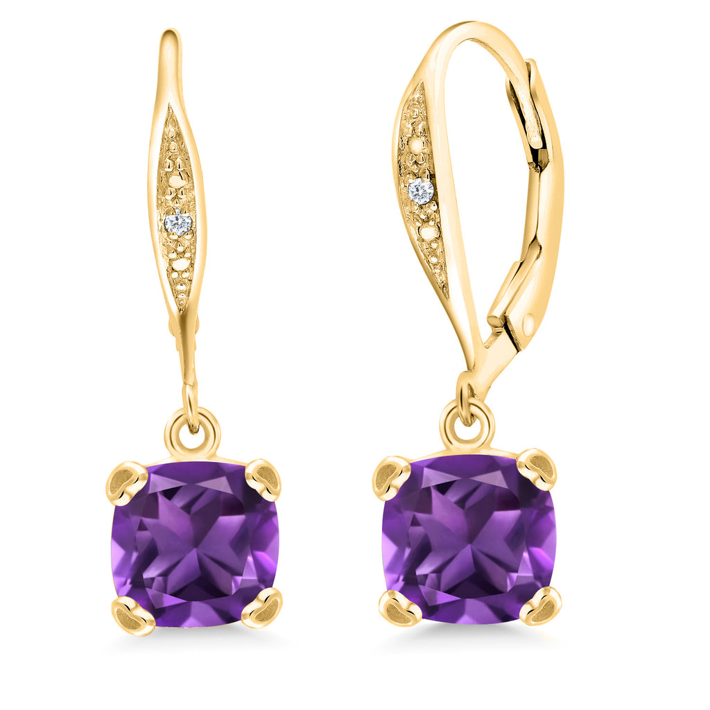 Amethyst - February_925 Yellow Gold Plated Silver_Earrings in 925 Yellow Gold Plated Silver