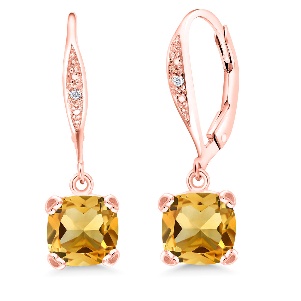 Citrine - November_925 Rose Gold Plated Silver_Earrings in 925 Rose Gold Plated Silver