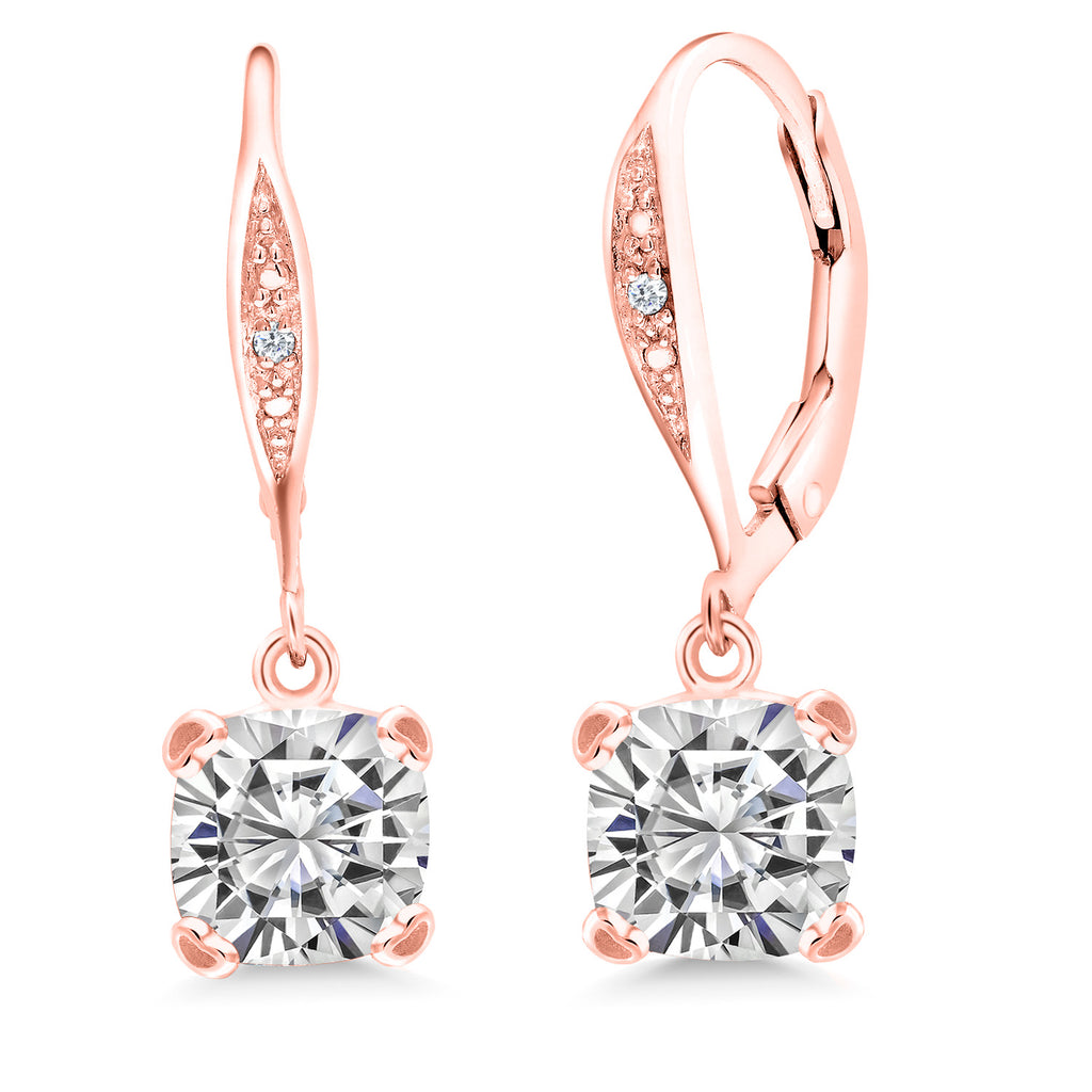 White Moissanite - April_925 Rose Gold Plated Silver_Earrings in 925 Rose Gold Plated Silver