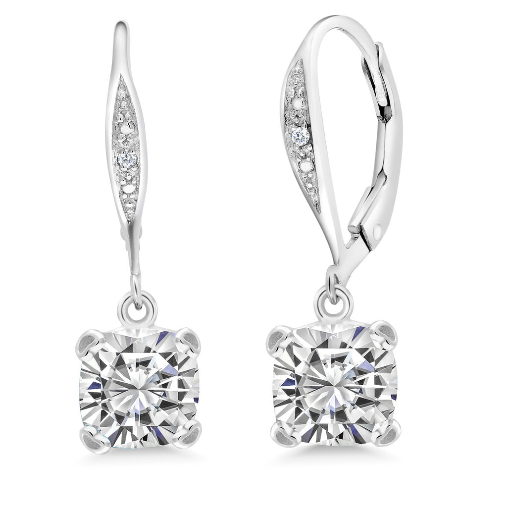 White Moissanite - April_925 Sterling Silver_Earrings in 925 Sterling Silver