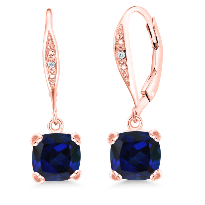 Blue Created Sapphire - September_925 Rose Gold Plated Silver