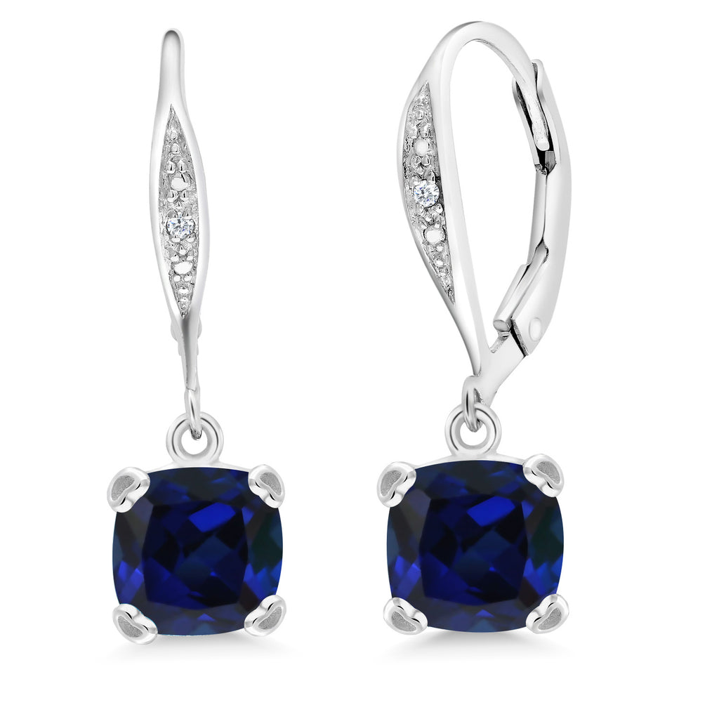 Created Sapphire - September_925 Sterling Silver_Earrings in 925 Sterling Silver