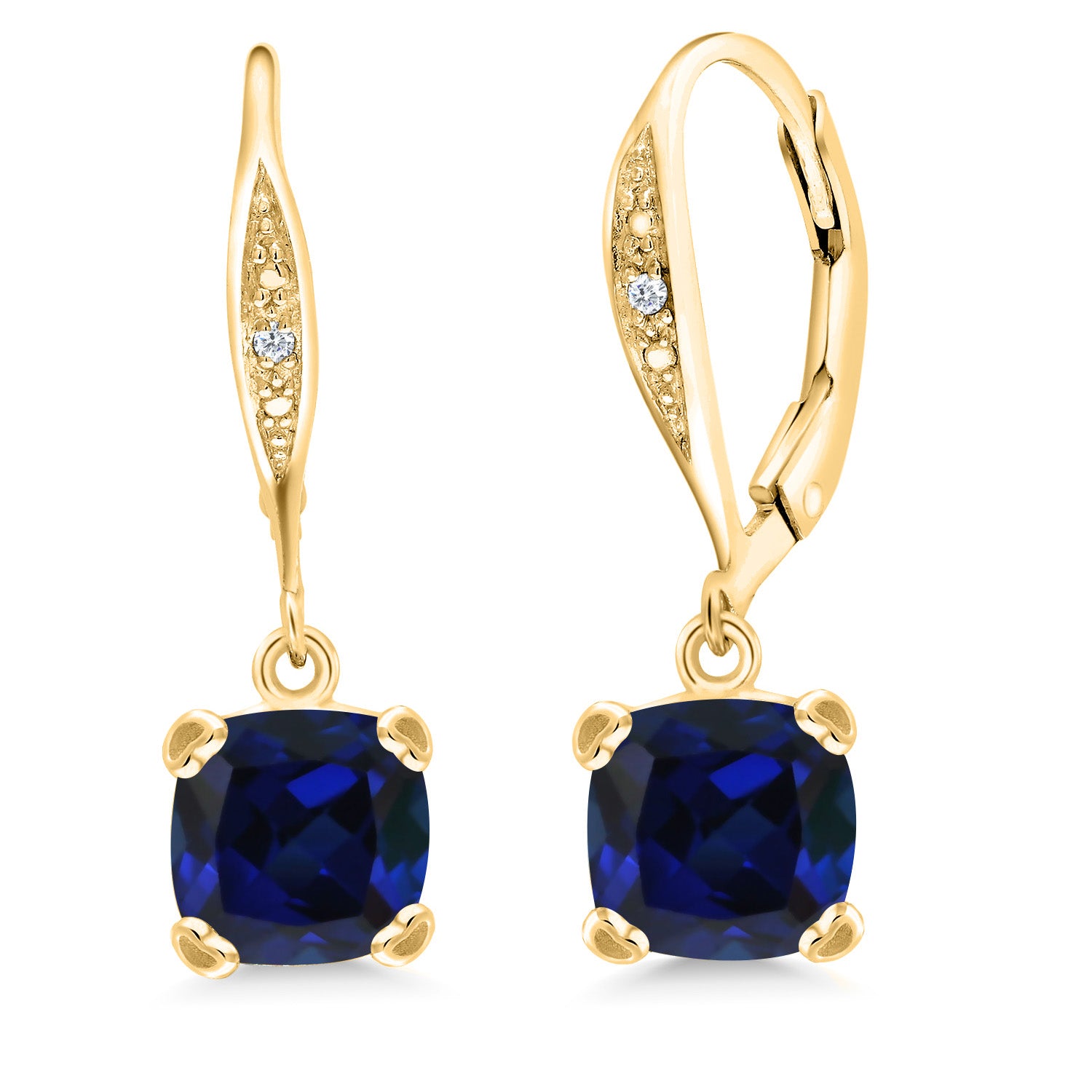 Blue Created Sapphire - September_925 Yellow Gold Plated Silver