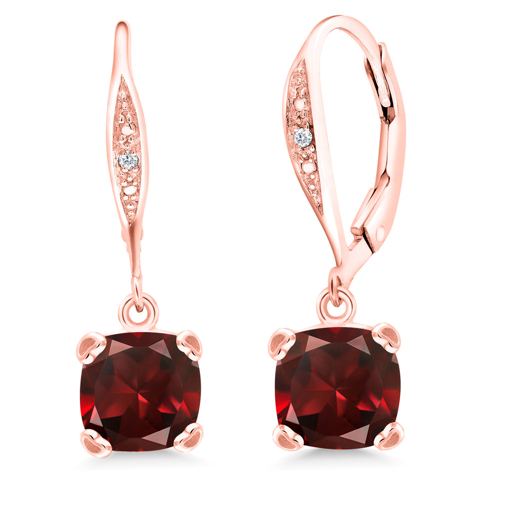 Garnet - January_925 Rose Gold Plated Silver_Earrings in 925 Rose Gold Plated Silver