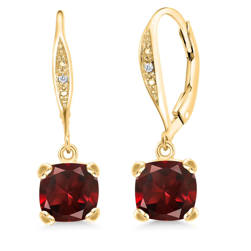 Garnet - January_925 Yellow Gold Plated Silver_Earrings in 925 Yellow Gold Plated Silver