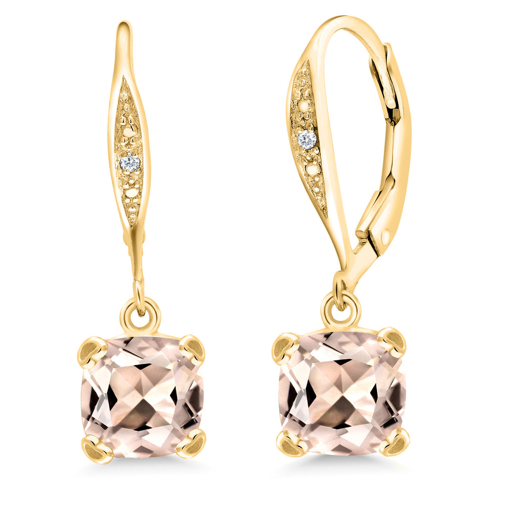 Morganite - October_925 Yellow Gold Plated Silver_Earrings in 925 Yellow Gold Plated Silver