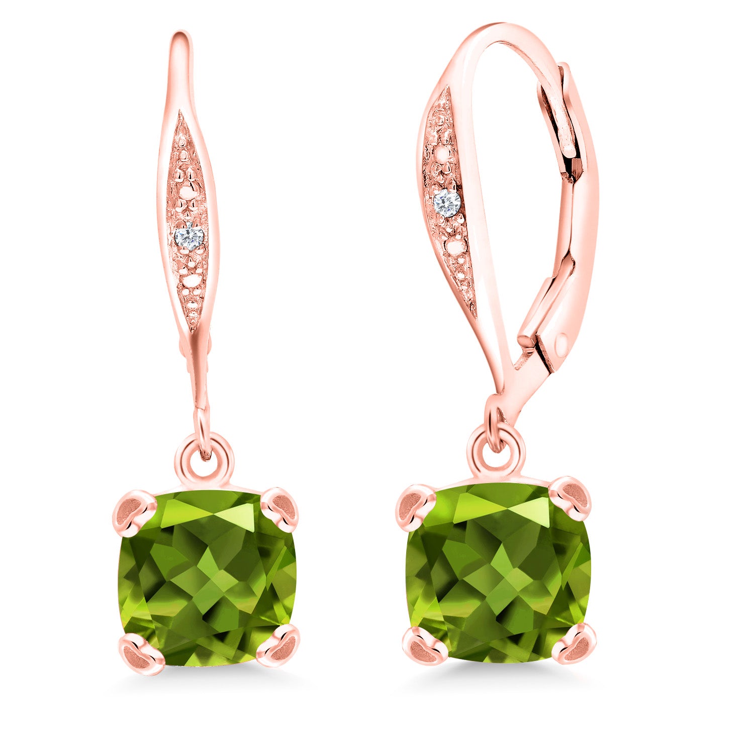 Peridot - August_925 Rose Gold Plated Silver_Earrings in 925 Rose Gold Plated Silver
