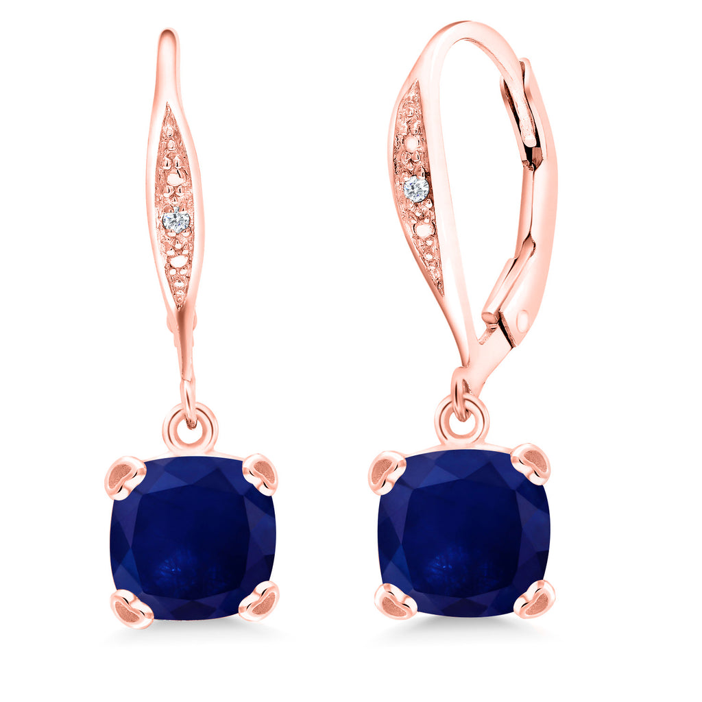 Blue Sapphire - September_925 Rose Gold Plated Silver_Earrings in 925 Rose Gold Plated Silver