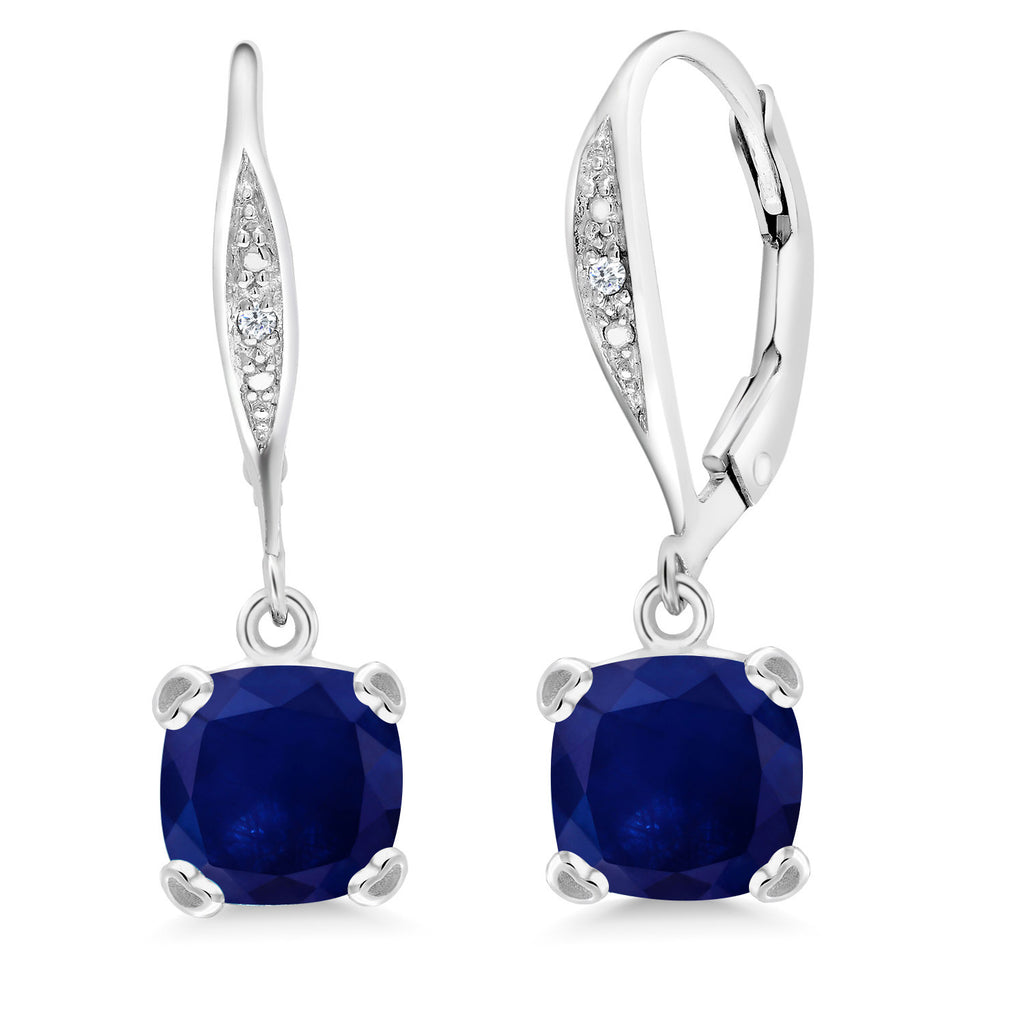 Blue Sapphire - September_925 Sterling Silver_Earrings in 925 Sterling Silver