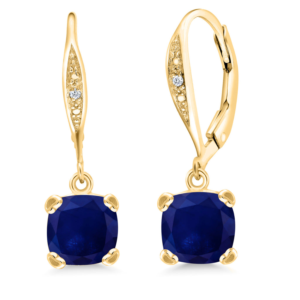 Blue Sapphire - September_925 Yellow Gold Plated Silver_Earrings in 925 Yellow Gold Plated Silver