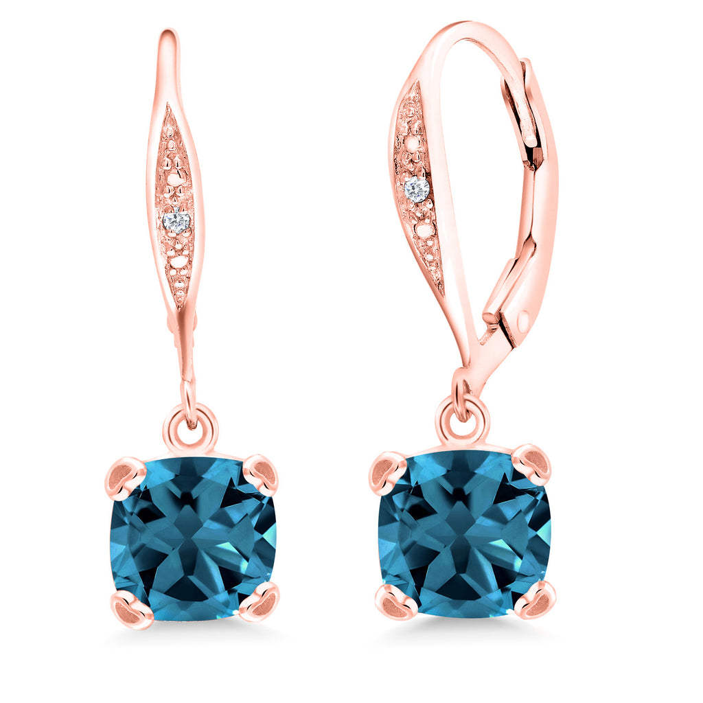 London Blue Topaz - November_925 Rose Gold Plated Silver_Earrings in 925 Rose Gold Plated Silver