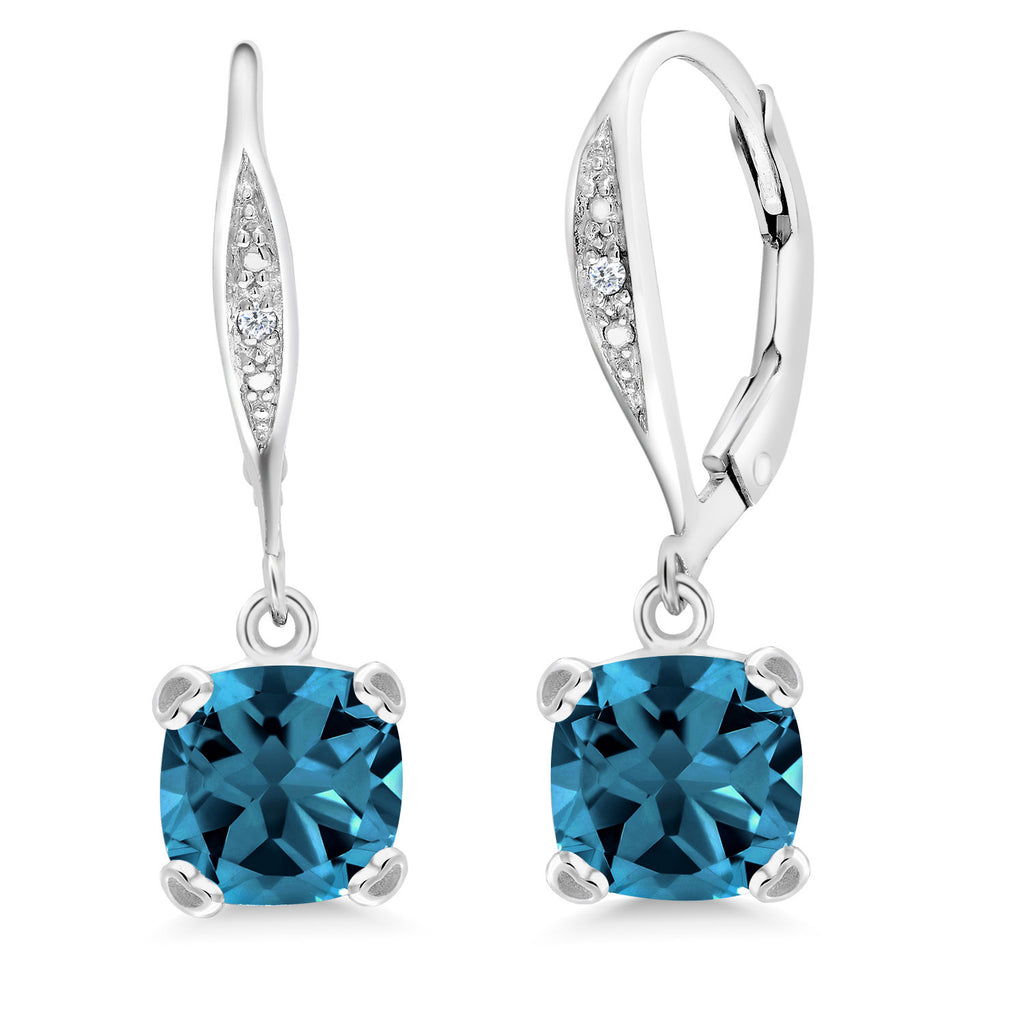 London Blue Topaz - November_925 Sterling Silver_Earrings in 925 Sterling Silver