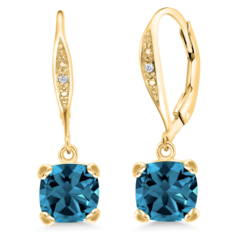London Blue Topaz - November_925 Yellow Gold Plated Silver_Earrings in 925 Yellow Gold Plated Silver