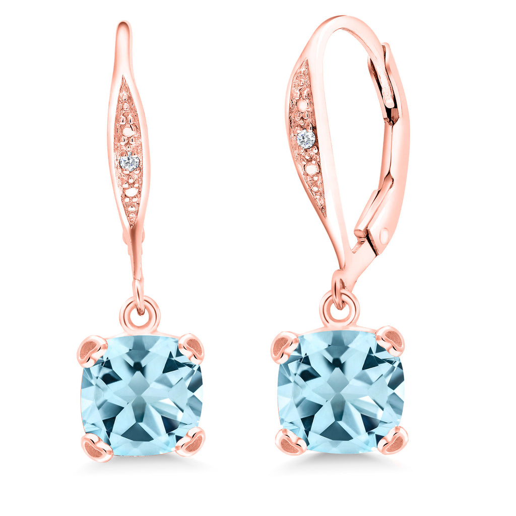 Sky Blue Topaz - November_925 Rose Gold Plated Silver_Earrings in 925 Rose Gold Plated Silver