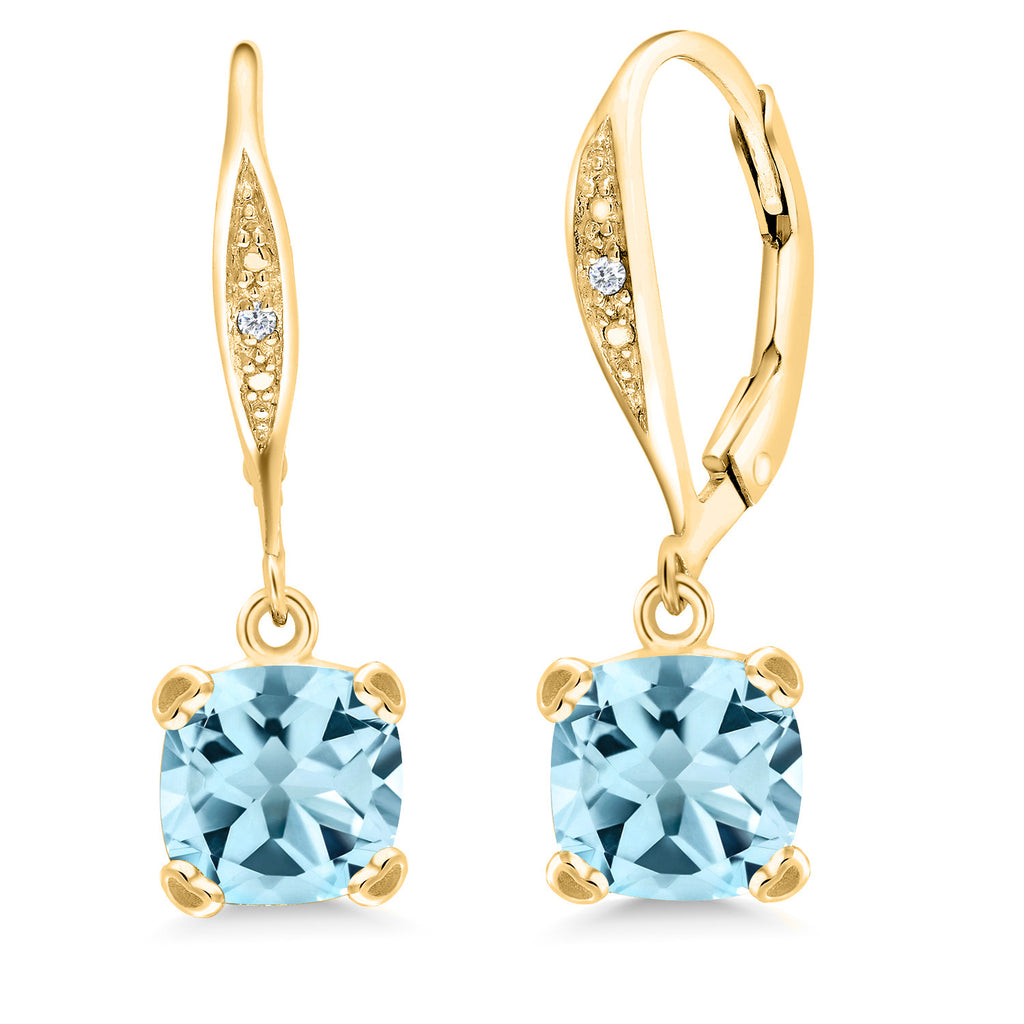 Sky Blue Topaz - November_925 Yellow Gold Plated Silver_Earrings in 925 Yellow Gold Plated Silver