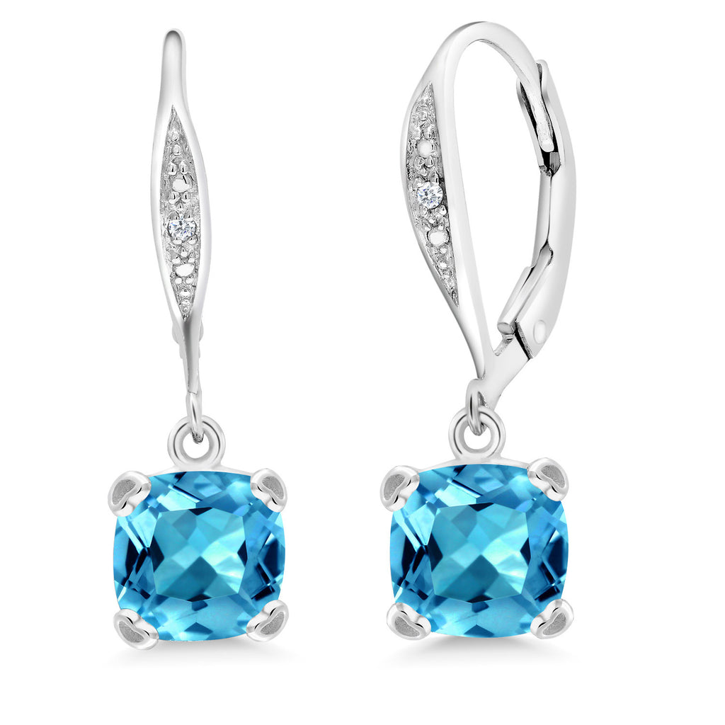 Swiss Blue Topaz - November_925 Sterling Silver_Earrings in 925 Sterling Silver
