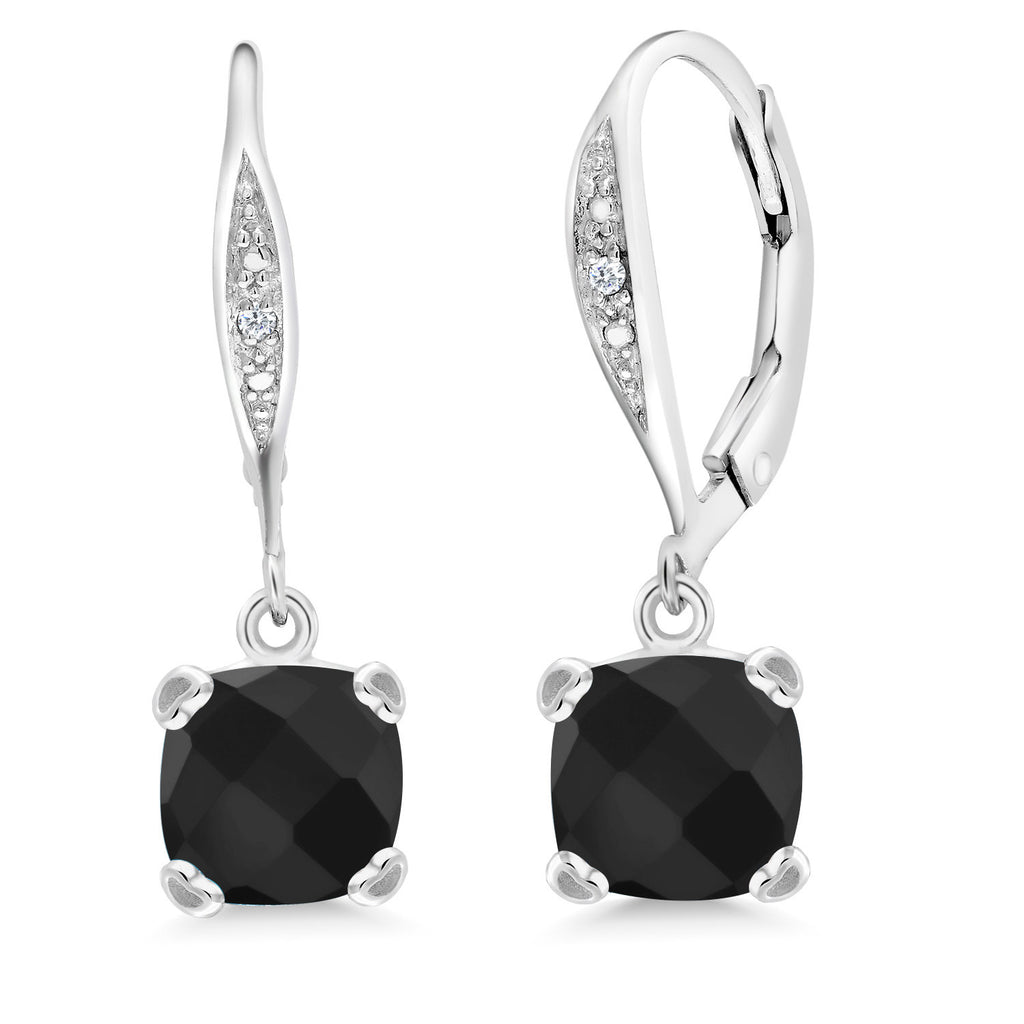 Onyx-Checkerboard - December_925 Sterling Silver_Earrings in 925 Sterling Silver