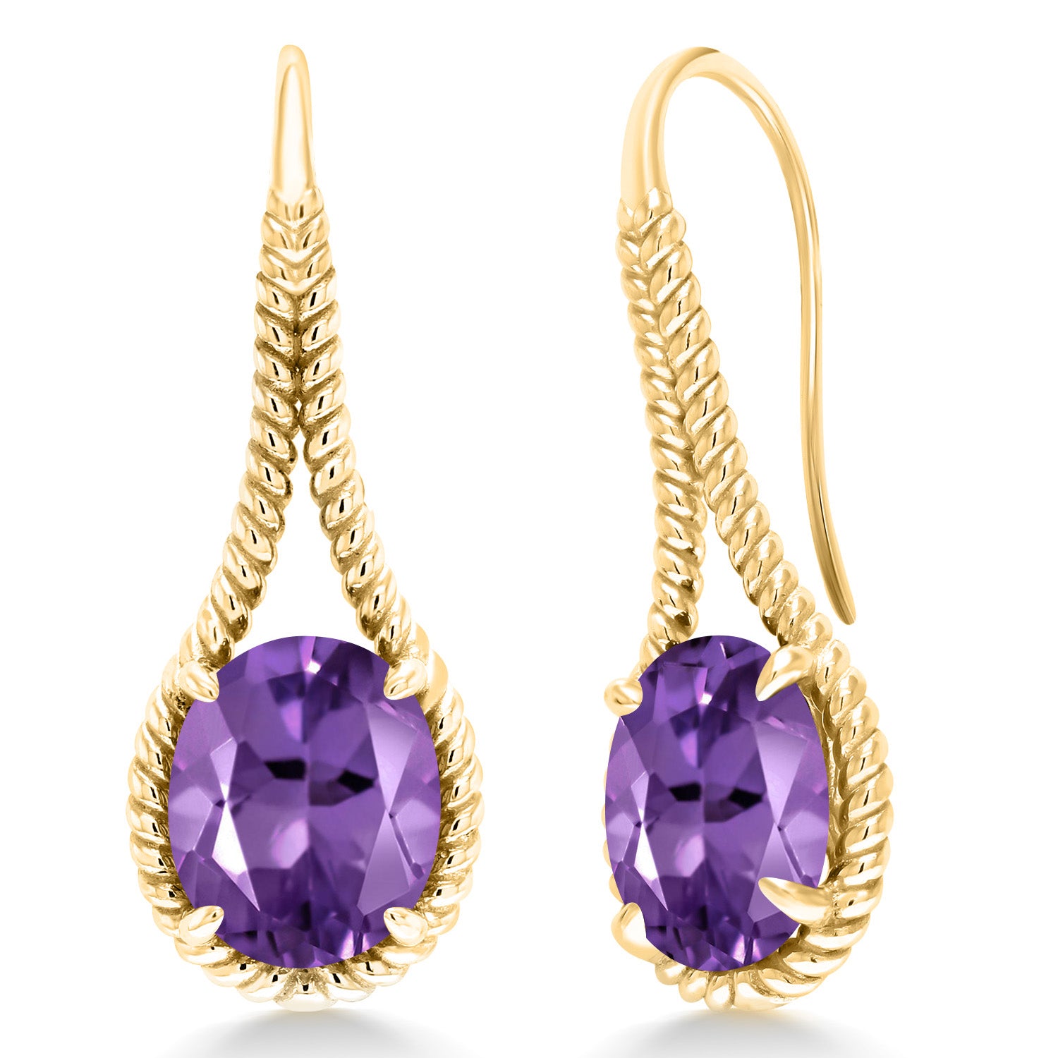Amethyst - February_Earrings in 925 Yellow Gold Plated Silver