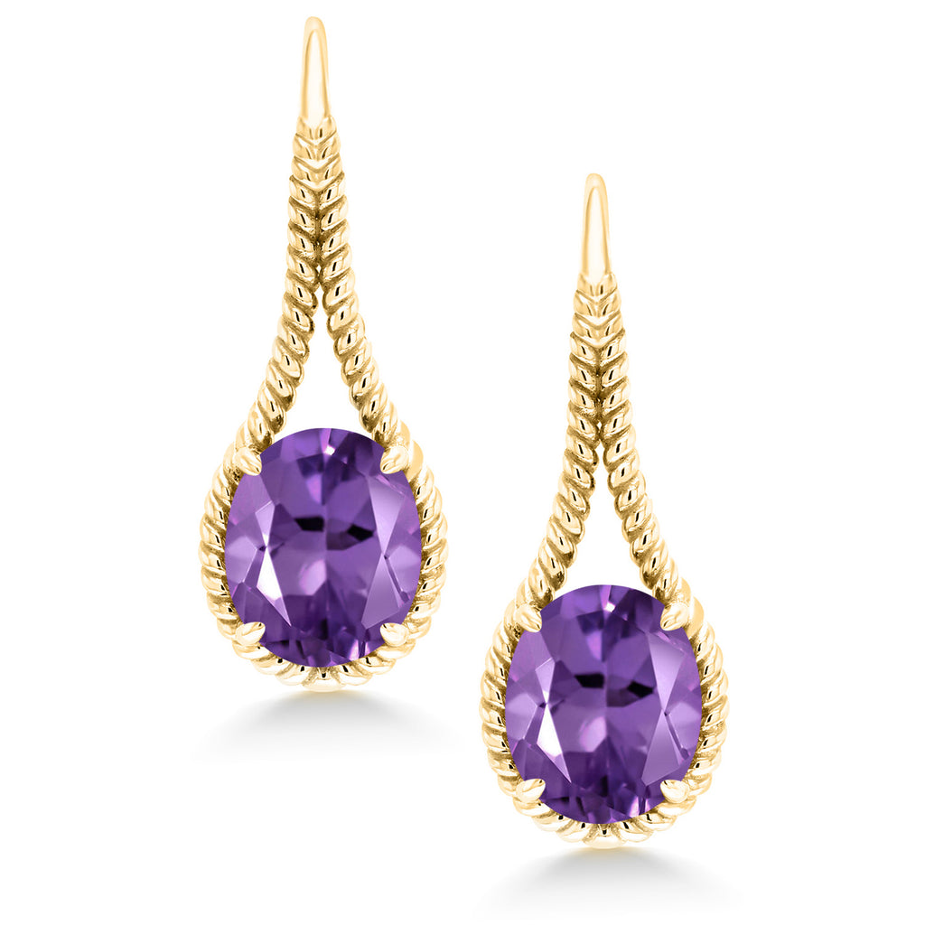 Amethyst - February_Earrings in 925 Yellow Gold Plated Silver