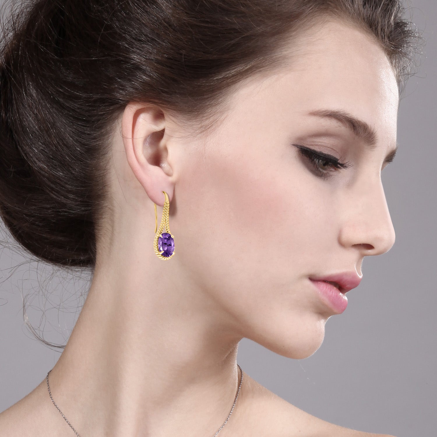 Amethyst - February_Earrings in 925 Yellow Gold Plated Silver