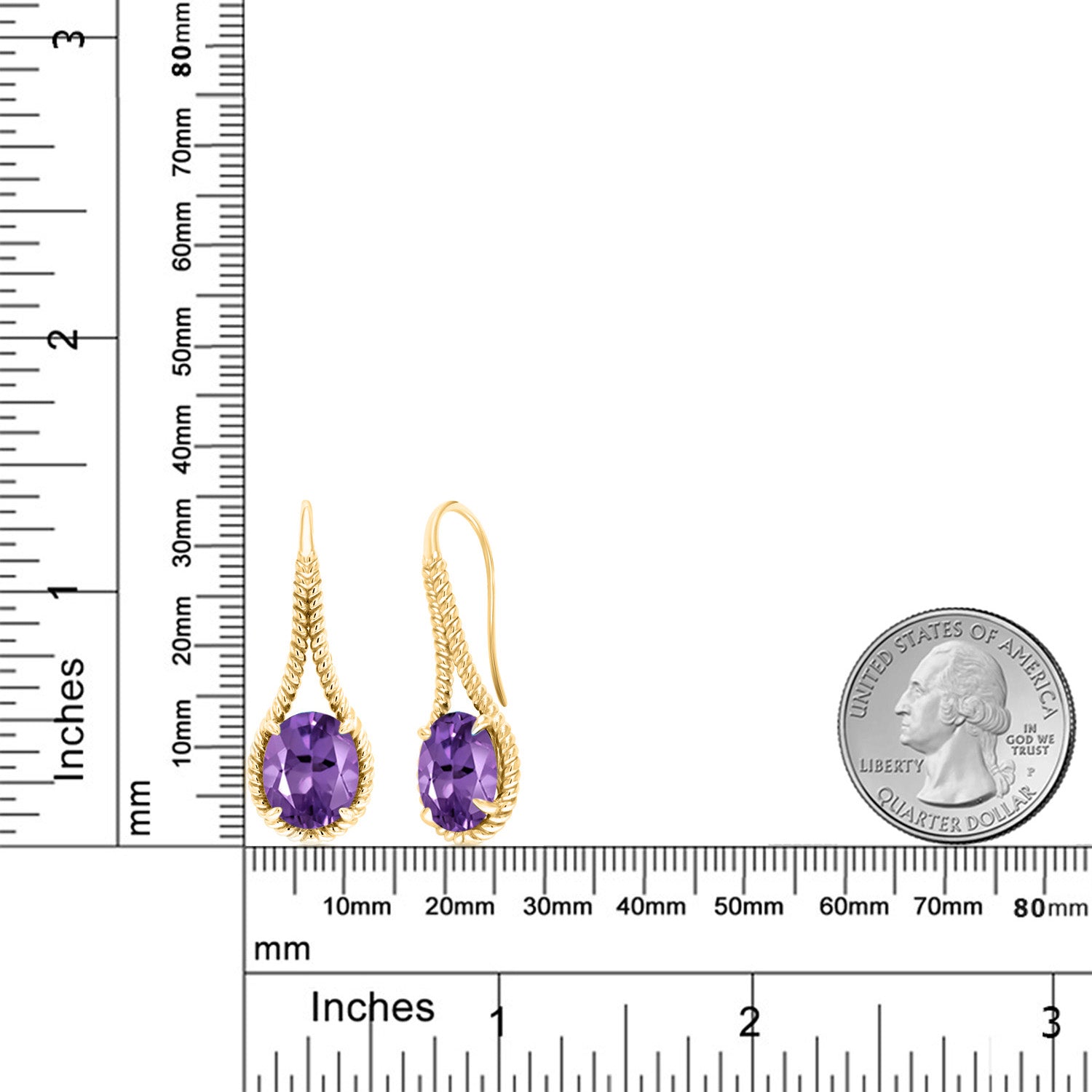 Amethyst - February_Earrings in 925 Yellow Gold Plated Silver