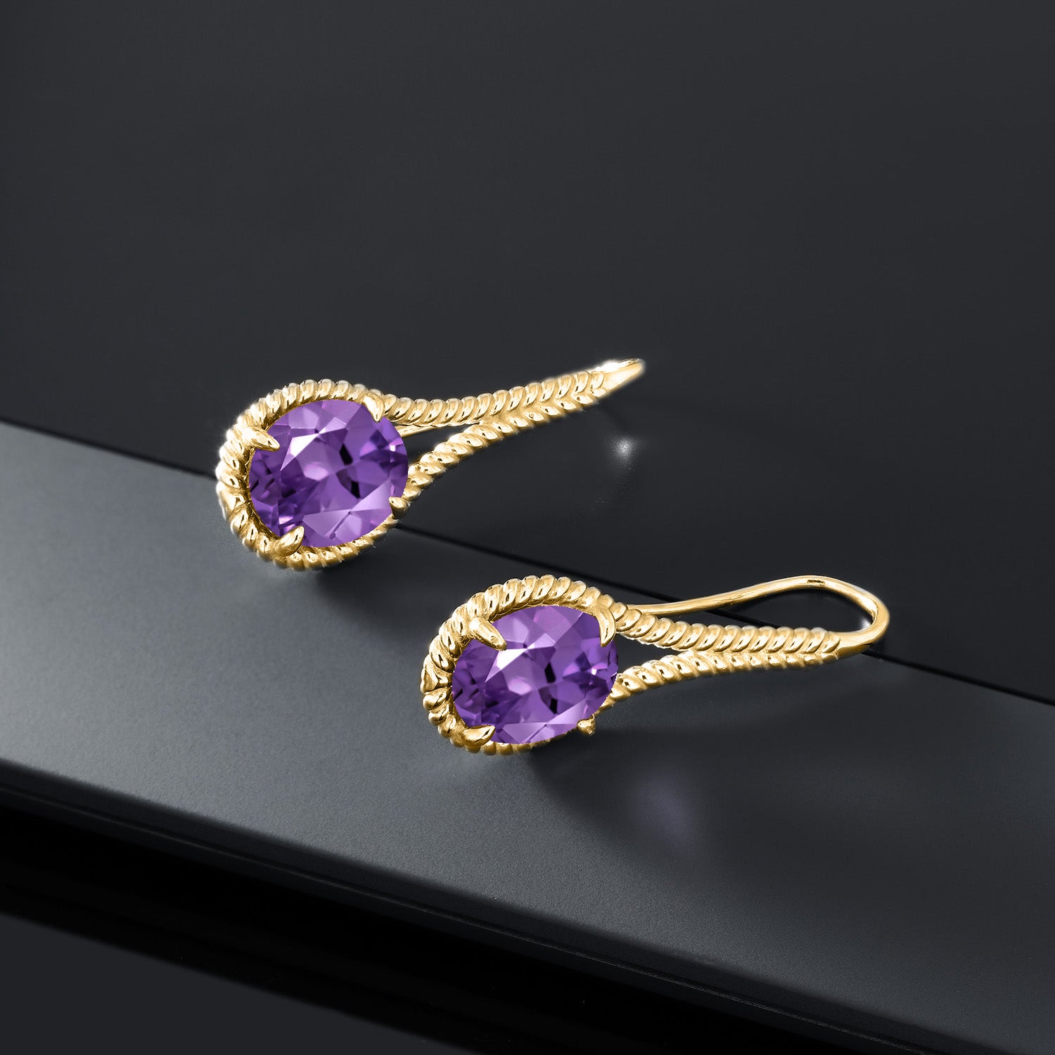 Amethyst - February_Earrings in 925 Yellow Gold Plated Silver