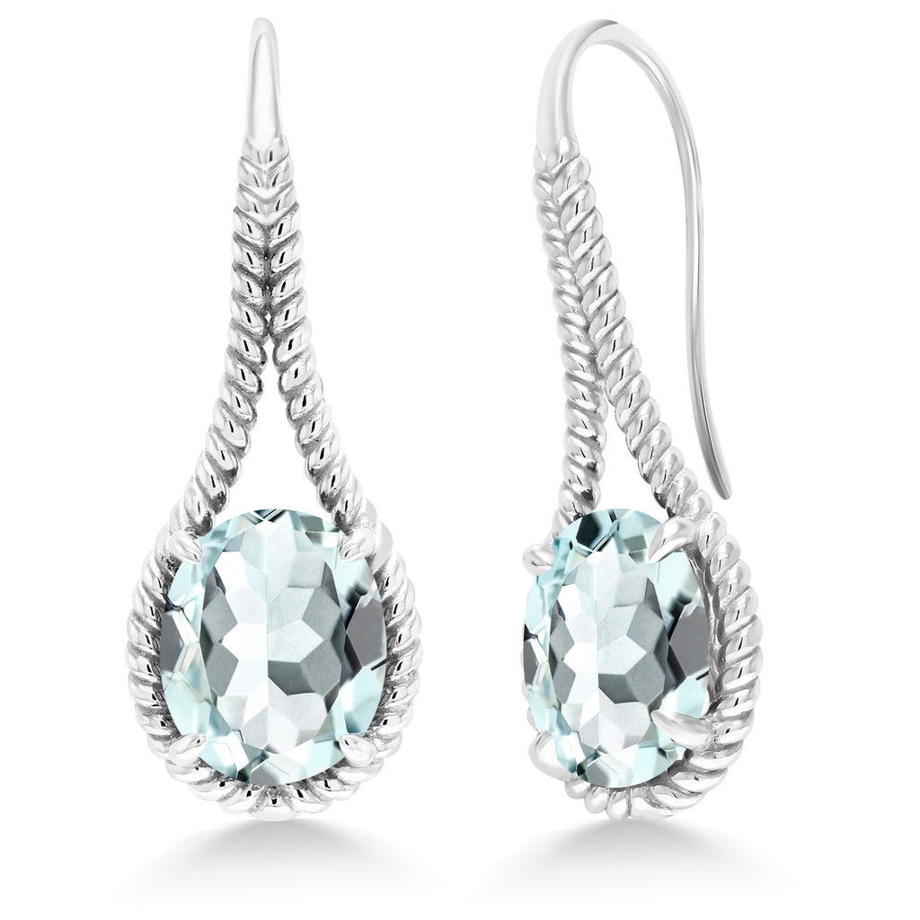 Created Aquamarine - March_Earrings in 925 Sterling Silver