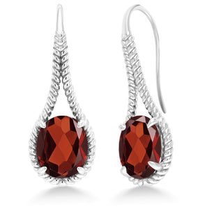 Garnet - January_Earrings in 925 Sterling Silver