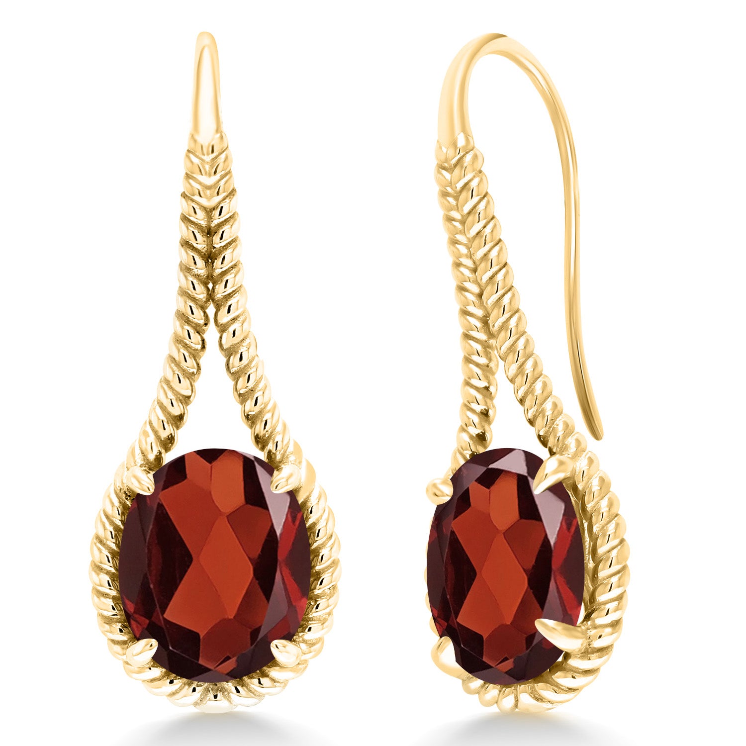 Garnet - January_Earrings in 925 Yellow Gold Plated Silver