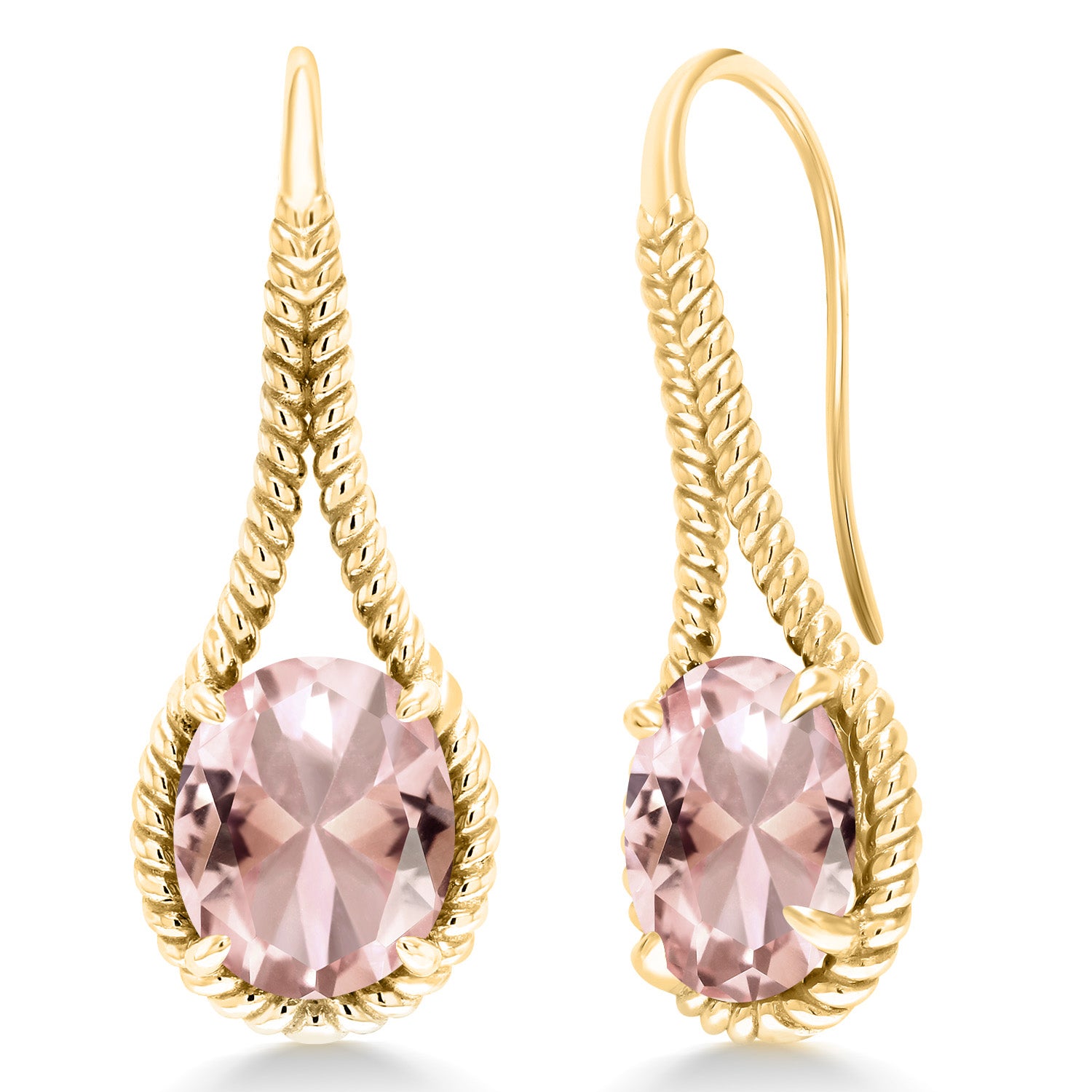 Nano Morganite - October_Earrings in 925 Yellow Gold Plated Silver