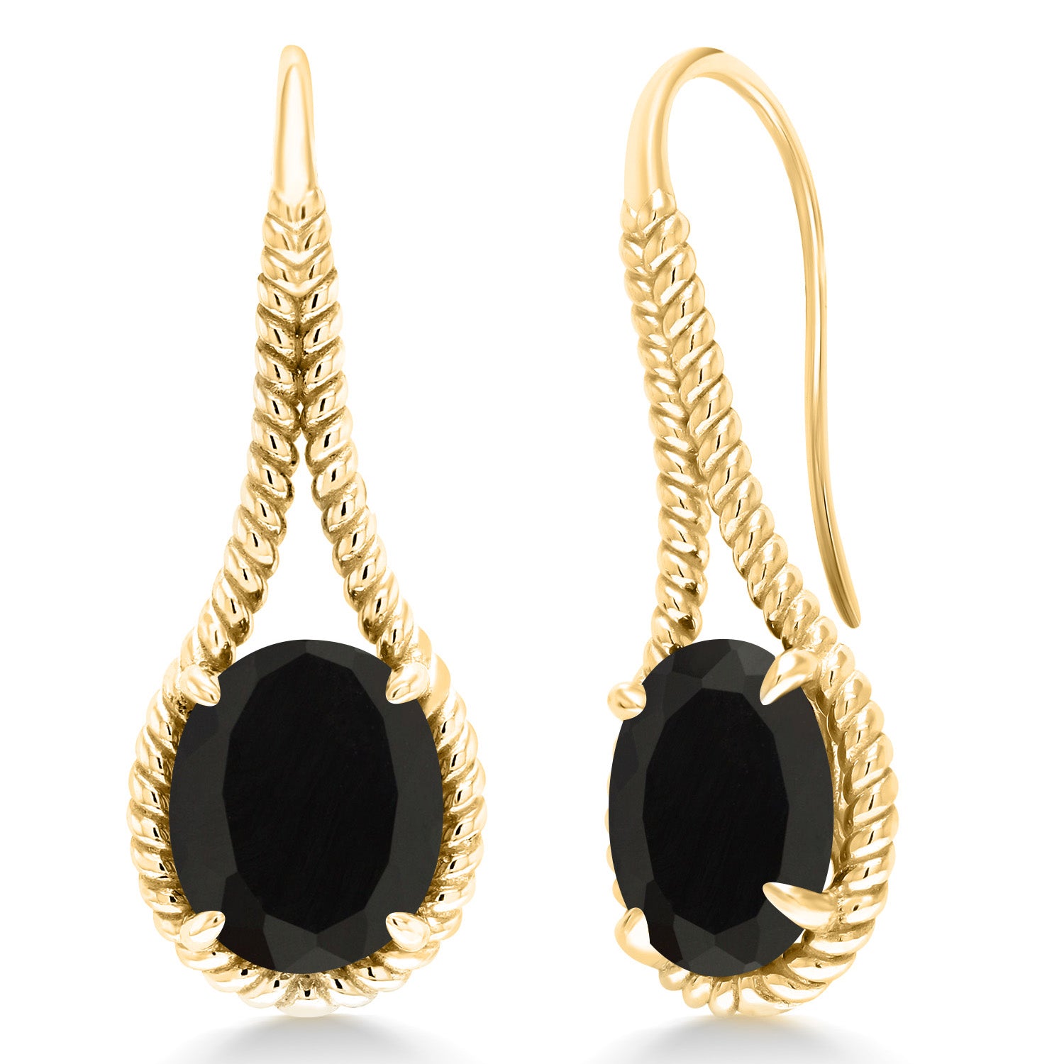 Onyx - December_Earrings in 925 Yellow Gold Plated Silver