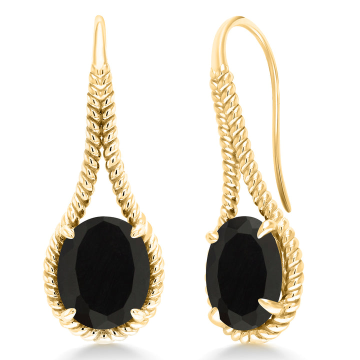 Onyx - December_Earrings in 925 Yellow Gold Plated Silver